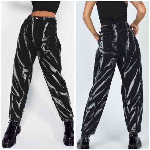 Lioness On My Way Black Tie Dyed High Waisted Mom Jeans - Picture 2 of 12
